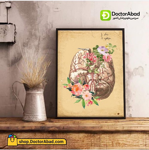 تابلوی هنر آناتومی مغز و گل